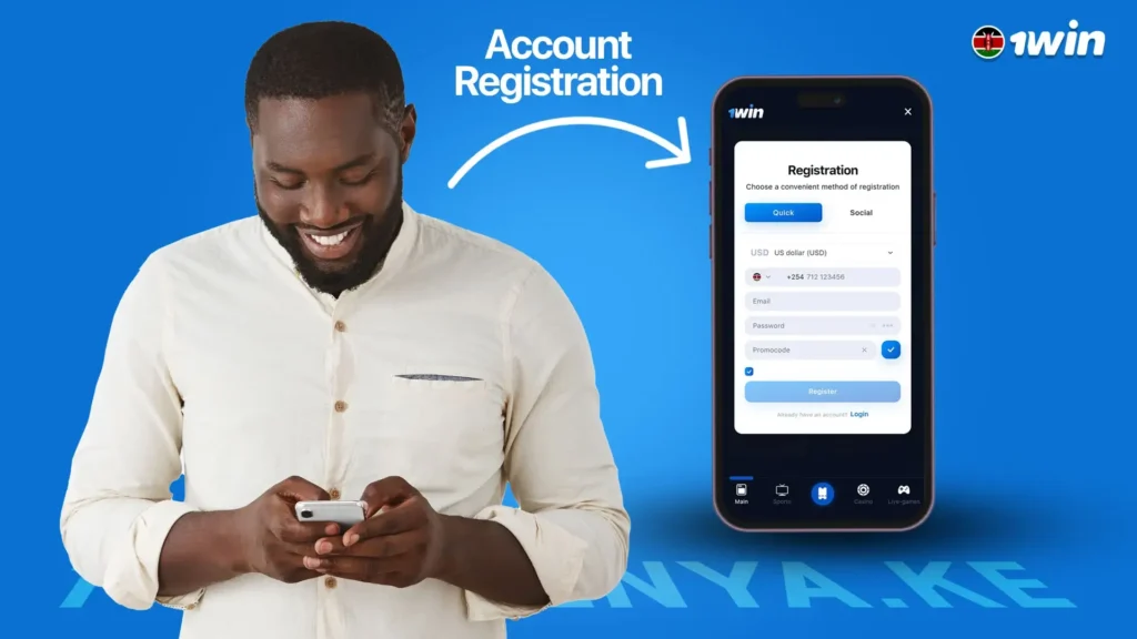 1win Kenya account registration methods