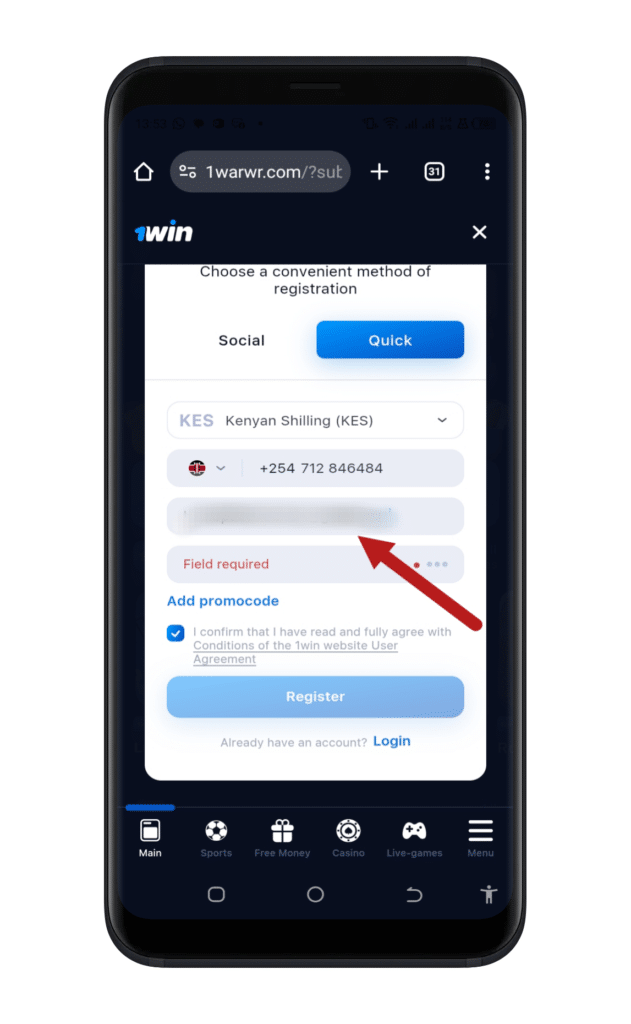 Enter your mobile number and email address