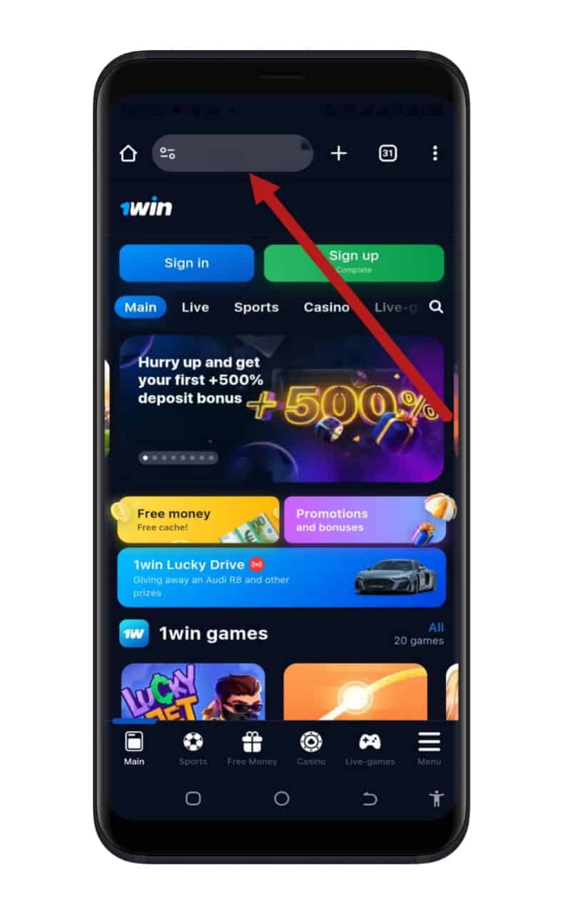 Download the 1win app from the official website.