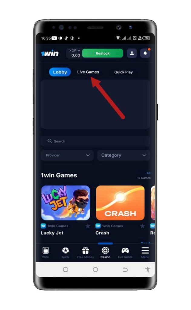 Navigate to the Casino Section