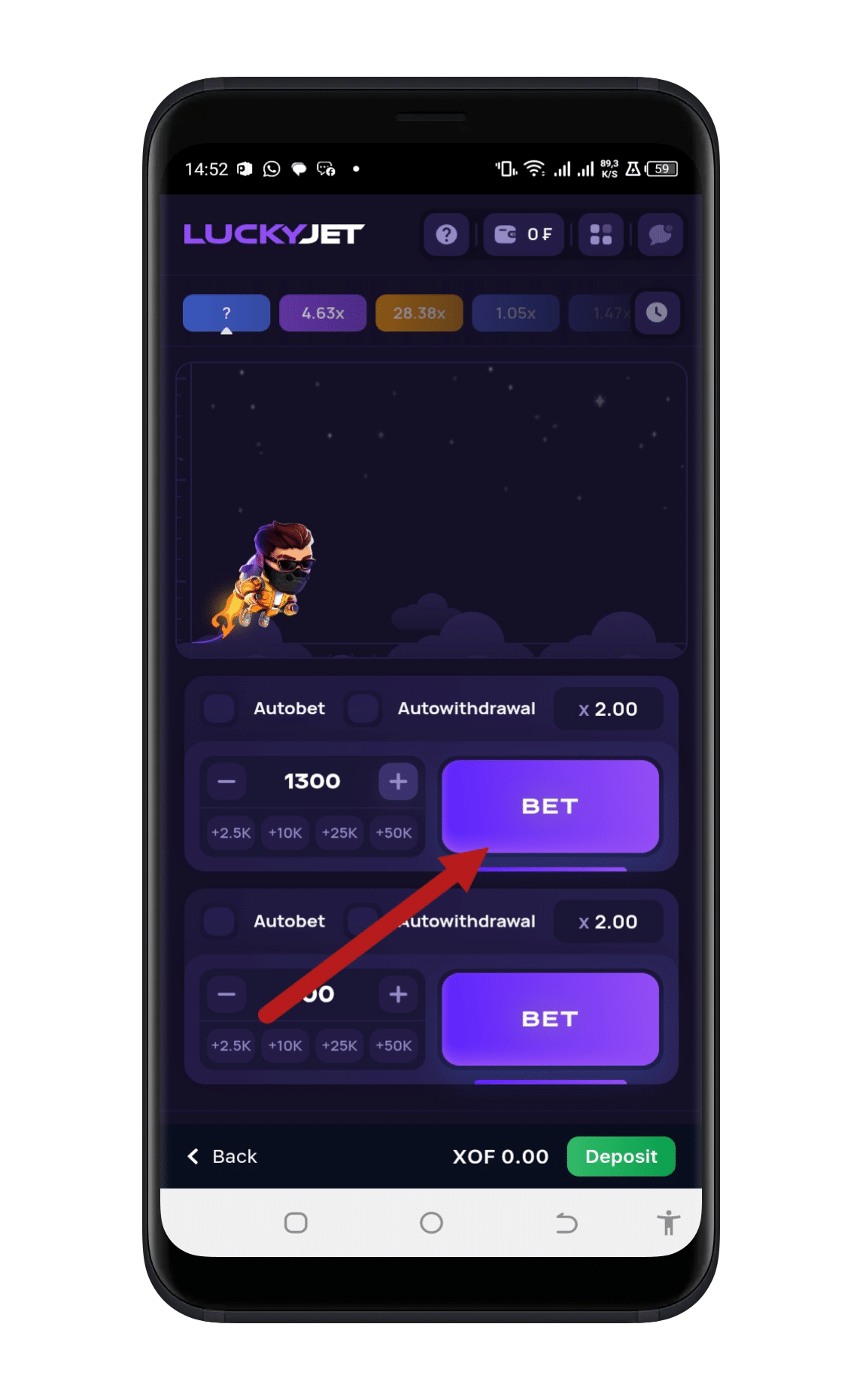 place your bet and start playing with no restrictions