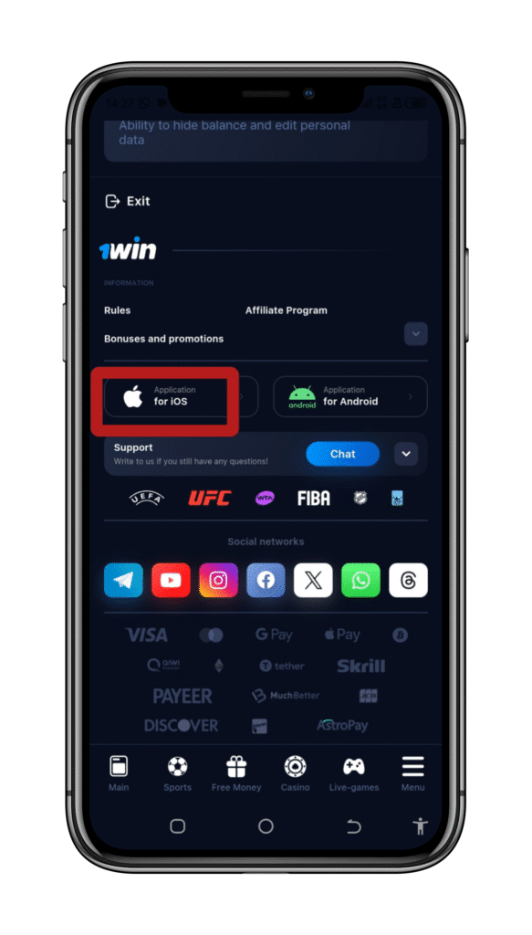 Download 1win Kenya iOS